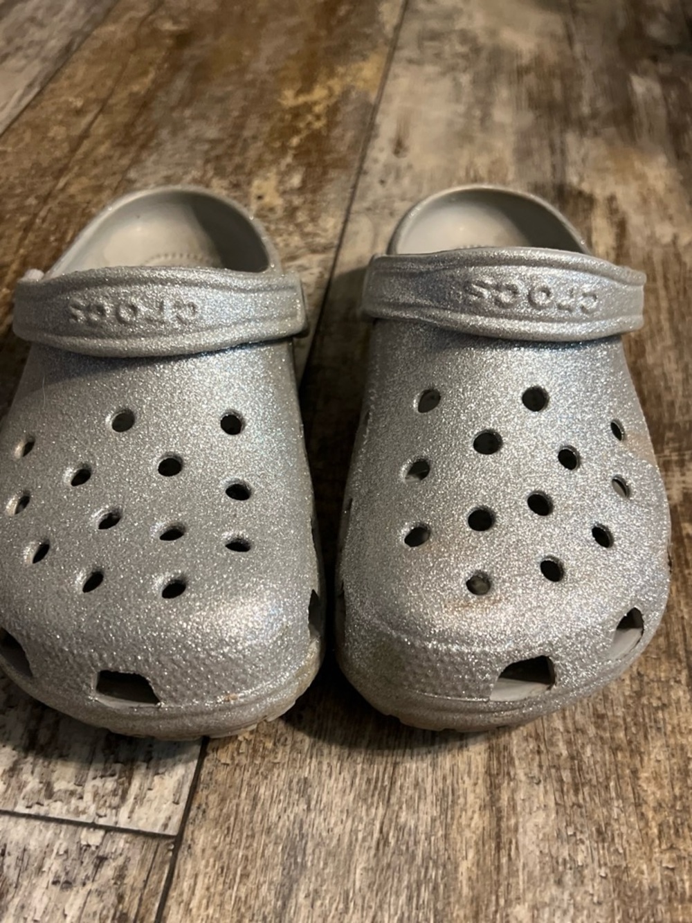 CROCS Silver Glitter Clog Mule